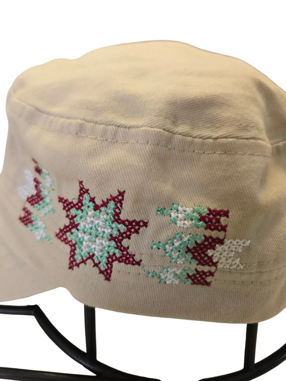 🧢 Southwestern Embroidered Military Cap | Studded Brim | Adjustable One Size |